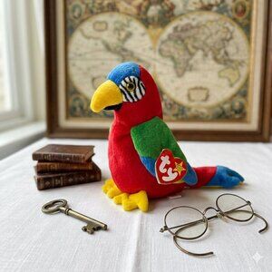 Ty Beanie Baby Jabber Parrot 1997 DOB Retired Plush Toy w/ Tag Colorful Parrot